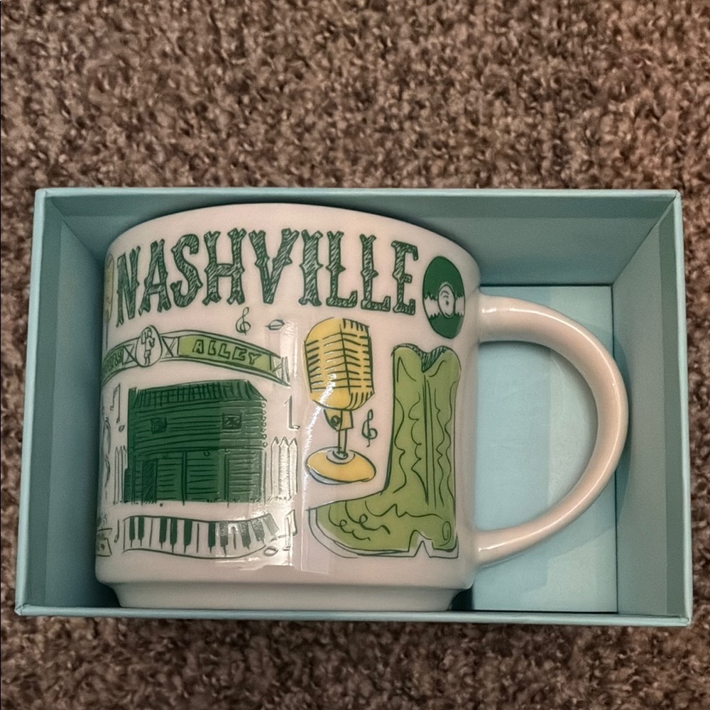 Starbucks Green and White Ceramic Mug